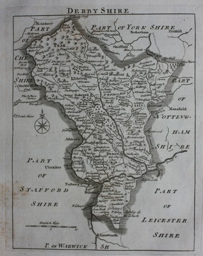Derbyshire antica mappa - derbyshire,,