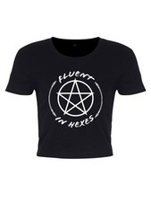 Crop top nero fluent hexes - nero,