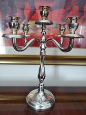 Candeliere in Argento 800 Portacandele 5 Fiamme Fuochi a 5 Bracci 41 Cm