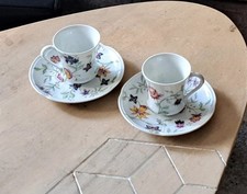 Due tazzine da caffè e piattini della collezione Royal Limoges Adriana