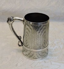 Victorian Tankard Wine Vat Shaped Fenton Bros Engraved with Wood Detais Boccale