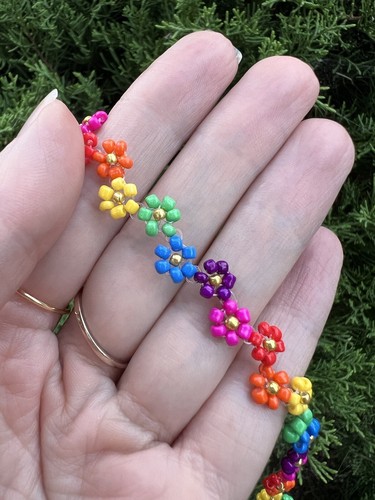 Bracciale perline fiori - bracciale,