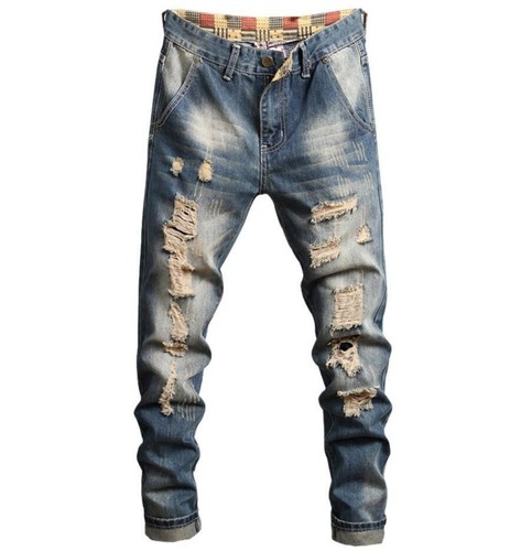 Jeans uomo blu denim dritto