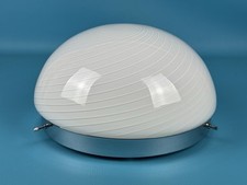 Vintage Lampada Plafoniera 31cm Vetro Murano Spirale Bianca Design 1970