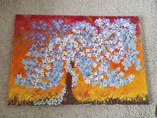 MEONI Quadro 50*70 Materico Albero Fiori Natura Decorazione Fatto A Mano