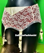 ? REGGICALZE VINTAGE GIROVITA 72 CM ROSSO BIANCO ITALY RETRÒ NYLON PIZZO