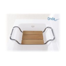 Sedia per vasca da bagno seduta in legno senza schienale acciaio cromato Moretti