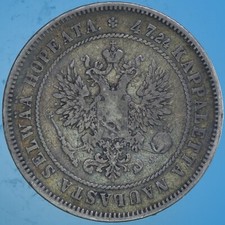 FINLANDIA ALESSANDRO II 2 MARKKAA 1874 ARGENTO SILVER COIN MB/BB CURRENCY