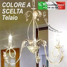 LAMPADARIO IN FERRO BATTUTO 3 LUCI CLASSICO AVORIO O BRUNITO CUCINA BAGNO Tanita