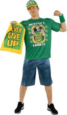 Costume Uomo Ufficiale WWE John Cena Polsini Asciugamano Adulto Wrestler Vestito Fantasia