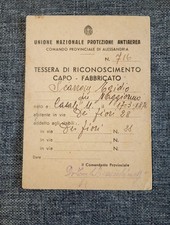 Tessera fascismo ww2 PNF Mvsn rara Capo Fabbricato Protezione Aerea Alessandria