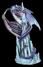 Statuetta Drago - Mächtiger Blauer di Ghiaccio - Decorazione Fantasy Gotico H