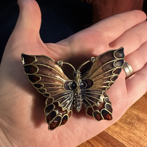 Vintage enamel butterfly - enamel,