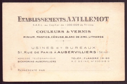 Carte visite ets villemot - carte, de