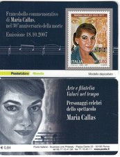 ITALIA 2007 CANTANTE LIRICA MARIA CALLAS TESSERA FILATELICA