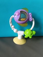 gioco neonato Fisher Price Mattel con ventosa vintage, pesce tartaruga 