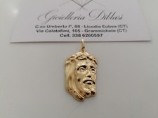 CIONDOLO Pendente MEDAGLIA VOLTO DI GESU' CRISTO ORO GIALLO 18 KARATI 750%/1000