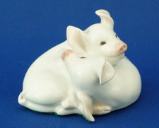 Guido CACCIAPUOTI Scultura ceramica grès Animali coppia maiali sdraiati 1900