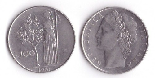 1961 italia lire 100 minerva - 1961,
