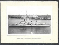 1960 H.M.S.TIGER-ST.MARK'S VENICE FOTO ORIGINALE SU AUGURI DI NATALE E CAPODANO