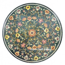 Tavolo Centrale In Marmo Da 36" Con Incastro Di Pietre Semipreziose Decorativo