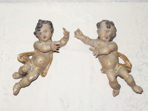 Paio antico legno putten putto - paio,