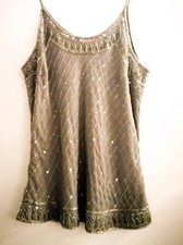 SILVER CRYSTALS AND SEQUINS EMBROIDERED TOP SHIRT