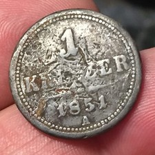 AUSTRIA 1 KREUZER 1851 A RAME COPPER COIN