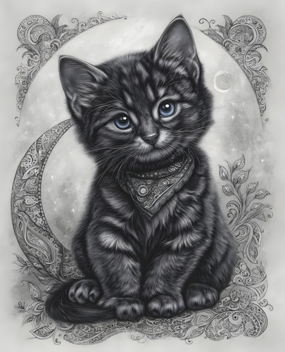 Gatto nero 8x10 con occhi