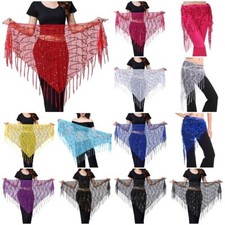 NUOVO costume danza del ventre paillettes foulard cintura sciarpa wrap samba frange cintura