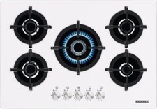 PIANO COTTURA VETRO BIANCO 75 CM 5 FUOCHI METANO COMANDI VALVOLATO STAYLUX