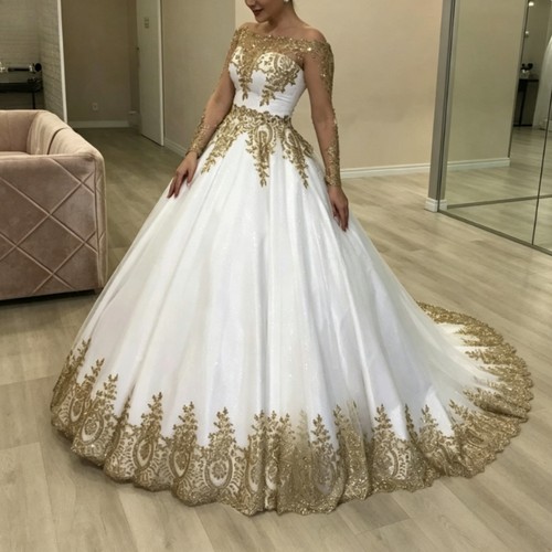 Abito sposa pizzo dorato - abito,