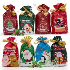 Set Da 50 Sacchetti Regalo Natale Buste Natalizie Per Regali Comode e Resistenti