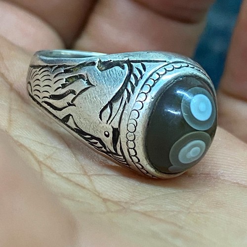 Anello argento agata - argento, yemenita