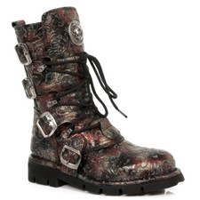 Newrock Nr M.1473 S42 Rossi e Neri - New Rock Stivali - Unisex