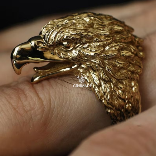 Anello testa aquila placcato - anello,