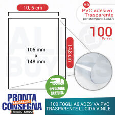 500 FOGLI A6 CARTA ADESIVA TRASPARENTE LUCIDA STICKER STAMPANTE LASER PVC VINILE