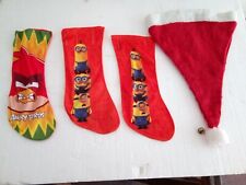 calza befana (grandezza piccola)con cappello di babbo natale angry birds minions