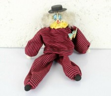 Pagliaccio con Vestito a Righe Pupazzo da collezione con SPILLA FARFALLA Vintage