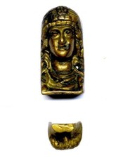 Fregio in ottone patinato per mobili testa Dama con piedi mm.31x57 + mm.22x13