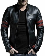 Giacca Pelle Uomo Biker Moto