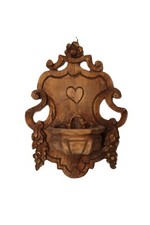 Acquasantiera in LEGNO fatta a mano, cuore, pezzo unico, made in Italy 