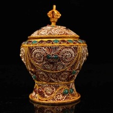 4'' tibet silver filigree gold