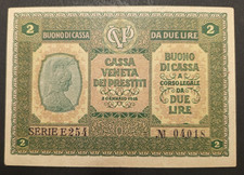 OCCUPAZIONE 2 LIRE 02/01/1918 SPL CASSA VENETA DEI PRESTITI BUONO DI CASSA