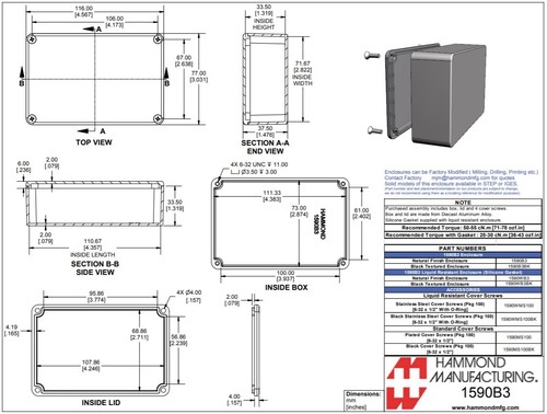 Hammond 1590b3gr contenitore - 1590b3gr,,