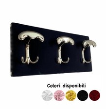 Appendiabiti Da Parete Muro Attaccapanni Con Tessuto Imbottito Nero 3 Ganci Oro