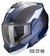 Casco modulare moto Scorpion Exo tech EVO TEAM BLU flip back helmet ribaltabile
