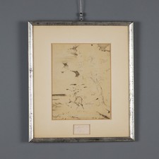 Aligi Sassu Disegno Cavallo nel Paesaggio Anni 50 Originale Autentico