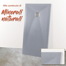 PIATTO DOCCIA SLIM MARMO RESINA EFFETTO PIETRA 70x140 SOTTILE GRIGIO BOX BUGNATO