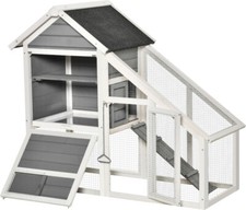 DecHome Conigliera Legno Area Aperta Rampa Casetta Conigli Fondo Estraibile